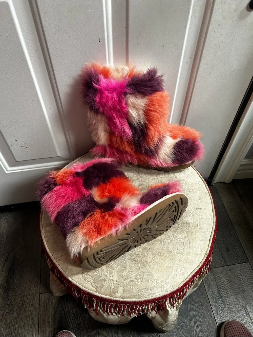 UGG Multicolor Shag it Crazy in Sunkiss Patch work Boots Sz 7